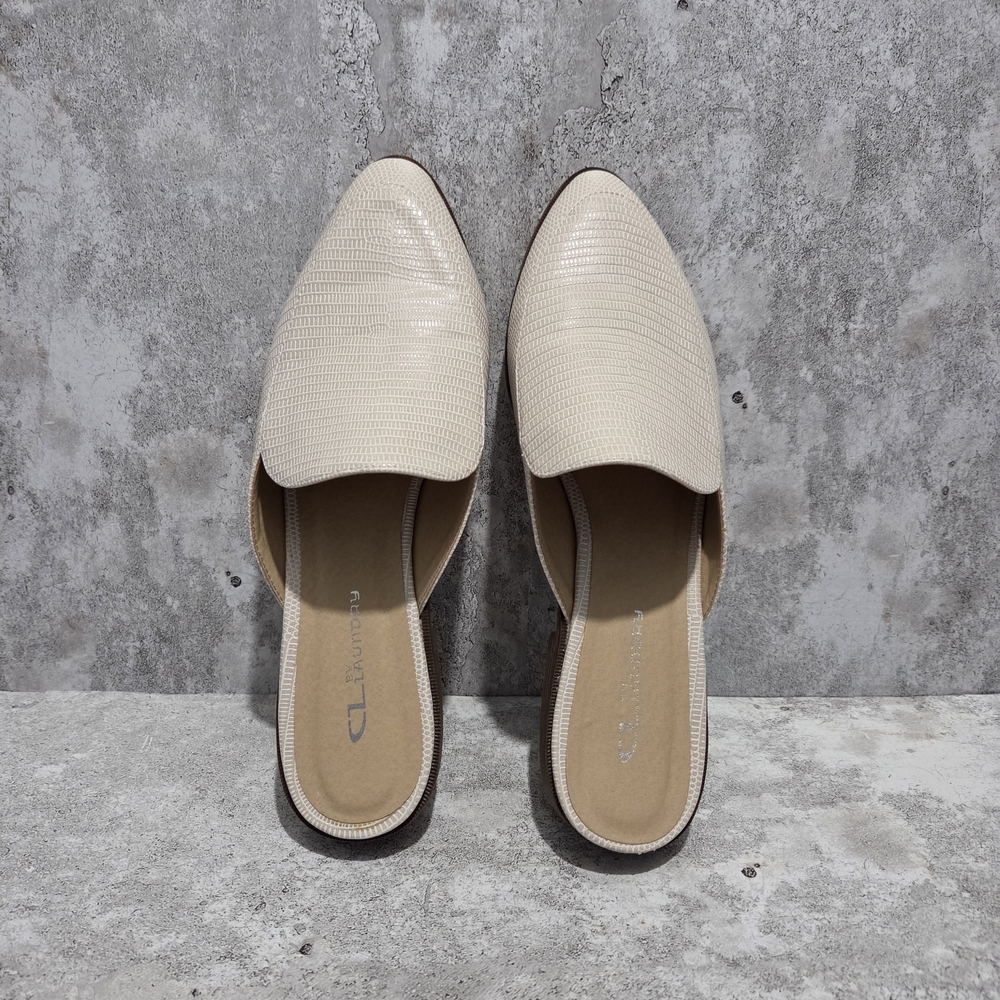 CL by Laundry Women's Mules Flats Slip On Cream Ivory Size 10